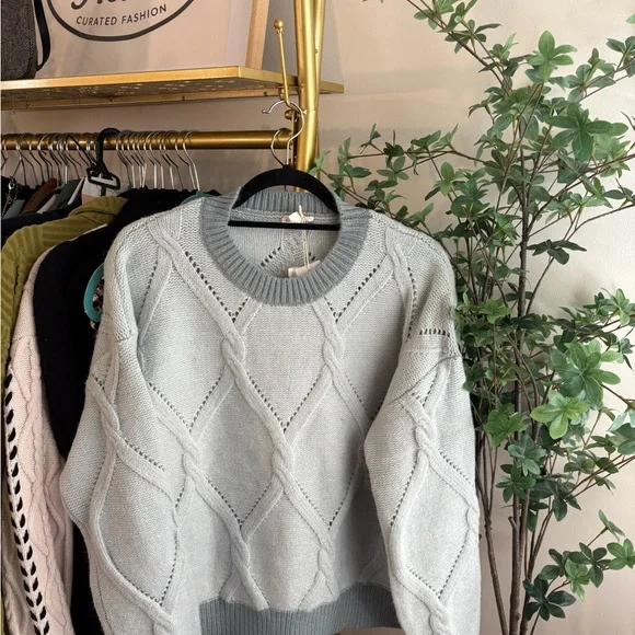 Hem & Thread mint Diamond Knit Sweater - Picture 2 of 4